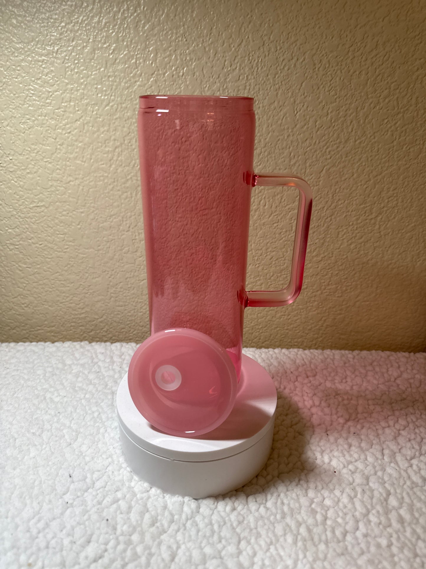 20oz Jelly Glass Tumbler w/Handle-Pink