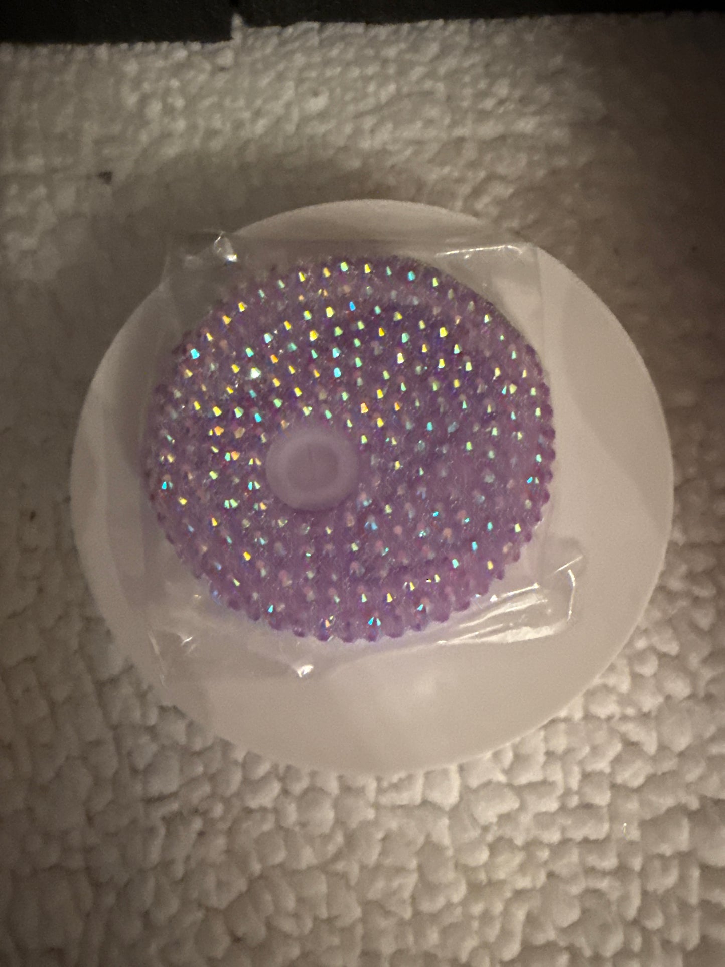 Purple bling lid for snow globes