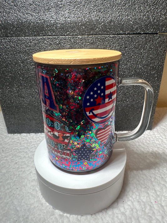 Glass fourth of July mug
