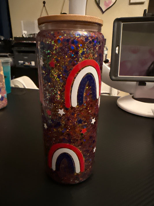 25oz glass snow globe cup