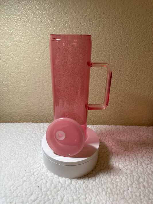 20 ounce jelly glass with handle pink